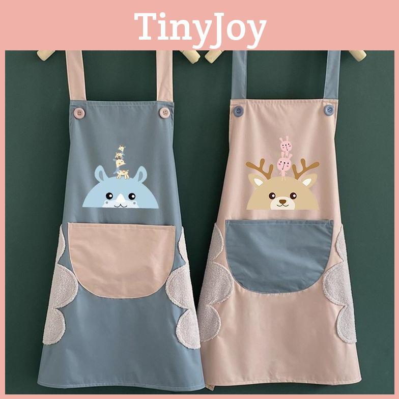 Cute Cartoon Deer Polyester Sleeveless Apron For Kitchen Cooking Home Gift For Teens