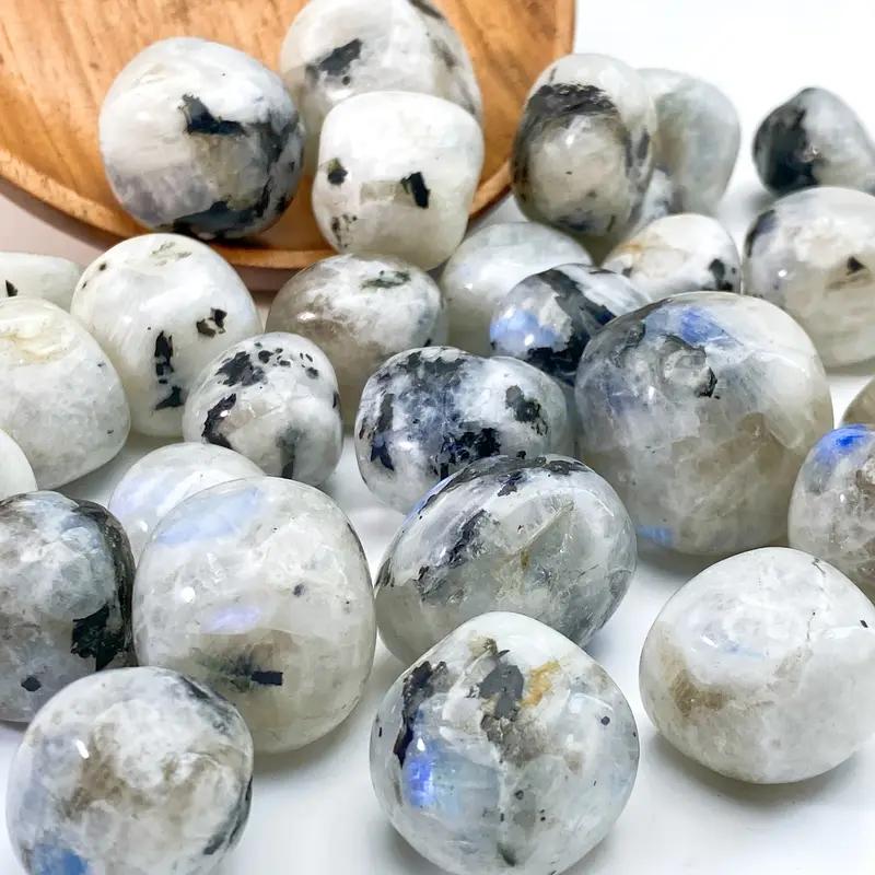 

10-30mm Rainbow Moonstone Tumbled Stones Natural Decor for Home Aquarium, DIY Crafts Unique Gift Irregular Stone Shape Polished 5pcs