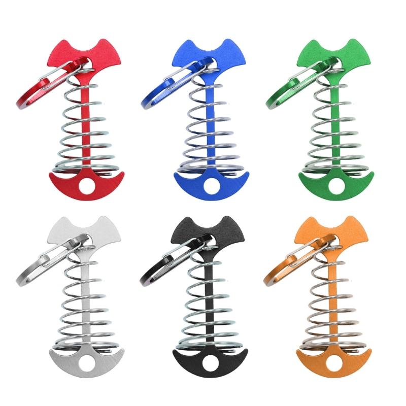 10Pcs Deck Anchors Peg Windproof Fish Bone Tent Stakes with Spring Buckles Wind Rope Anchors Camping Tent Peg Easy to Use