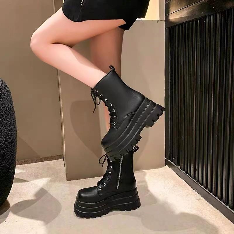 Fashion 2024 New Autumn and Winter Shoes Women's Boots Gothic Chunky High Top Biker Boots Punk Chunky Fashion Ankle Boots