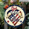 2D Flat Retro Round Aluminum Wall Hanging, Independence Day Heart Flag Design, Indoor Outdoor Wall Decor, Commemorative Gift for Home Bar Cafe