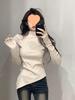 Women's Off-Shoulder Slim Fit Brushed Turtleneck Long Sleeve Top for Autumn/Winter