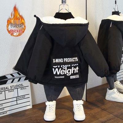 Boys' Trendy Fleece-Lined Jacket - 2025 Autumn/Winter Street Style, Thickened Cotton Padding