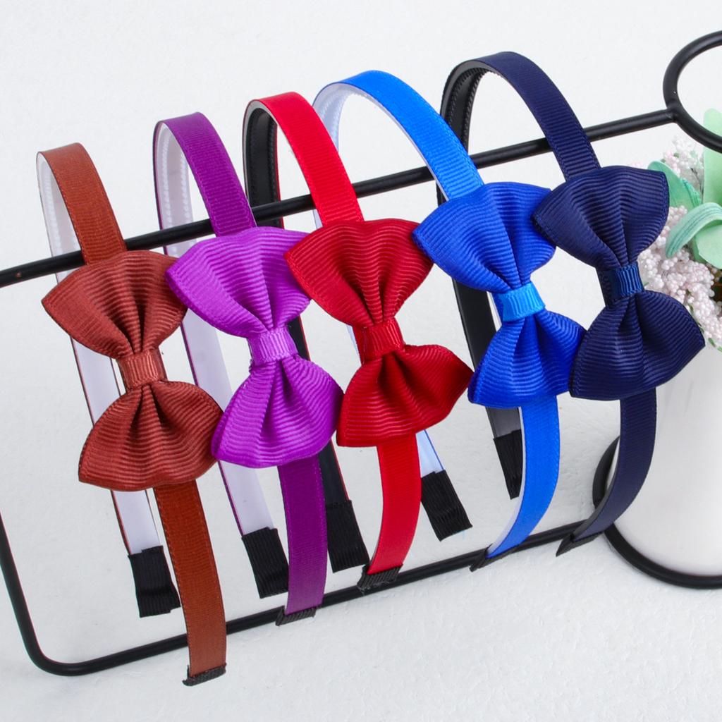 5pcs 2inch Grosgrain Ribbon Hair Bows with Headband Plastic Teeth Hairbands Girls Headbands Children Kids Hair Accessories