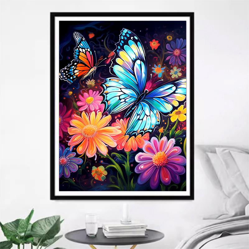 5d DIY Diamond Painting Cross Stitch Watercolor Butterfly Flowers Diamond Embroidery Mosaic Full Round Drill Home Decor Arts