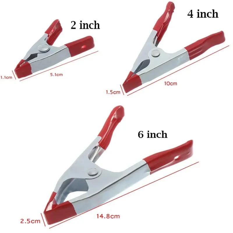 1pc 2/4/6 Inch Multifunction Metal Sheet Spring Clamps Tent Clip A-type  Crocodile Clip Red Plastic Tips Tool Clips Grip Holder