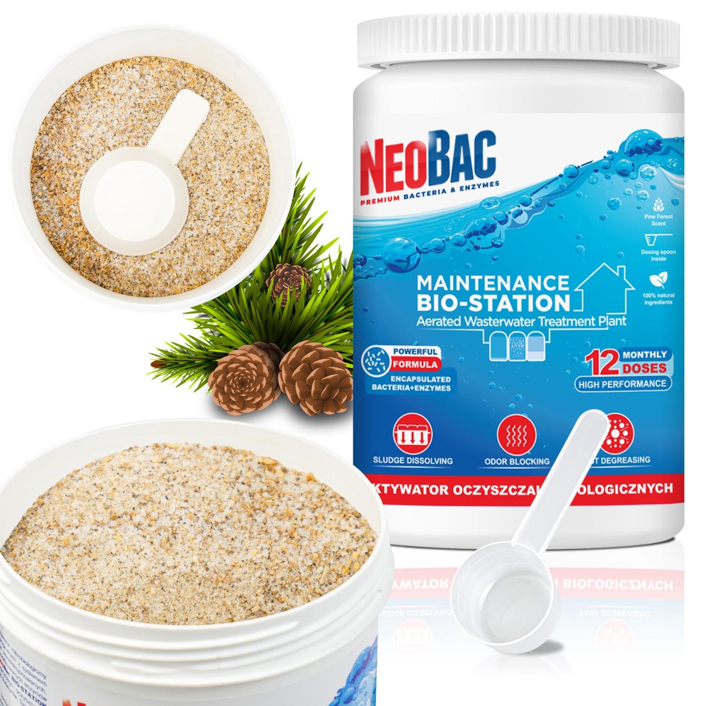 NeoBac BIO-STATION ÚDRŽBA Čistička odpadových vôd s biologickým čistením baktériami 1 kg