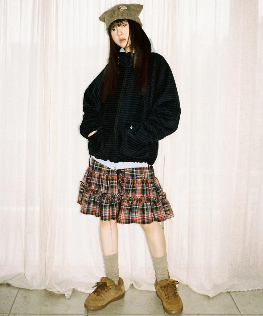 Web House Check Bubble Ruffle Skirt - Red