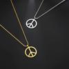Silver Color Peace Sign Necklace Punk Hip Hop Style Unisex Pendant Hippie Party Accessories Adult Jewelry Gift