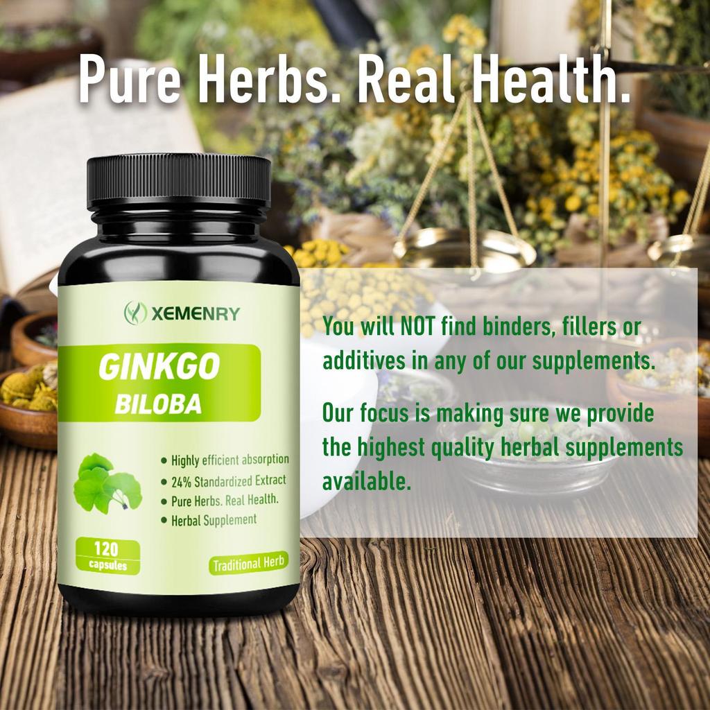 Ginkgo Biloba - Gehirngesundheit, Geist & Gedächtnis Durchblutung, Stoffwechsel-Booster