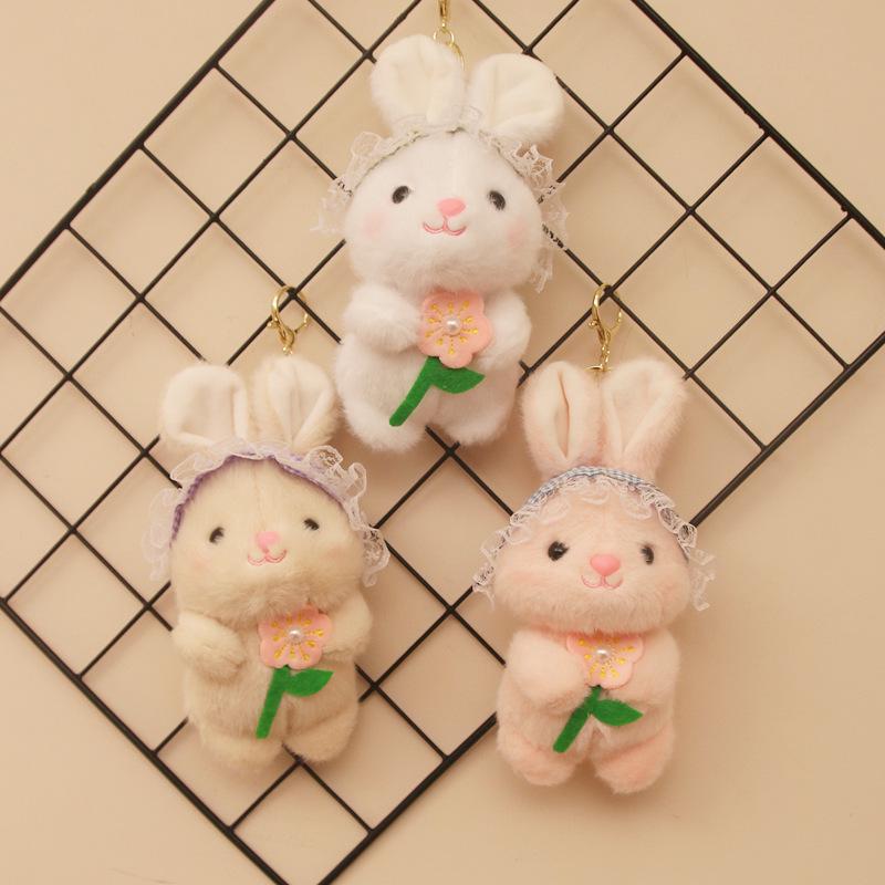 

Pastoral Rabbit Plush Pendant Keychain - Cute Toy Charm 4 Inches