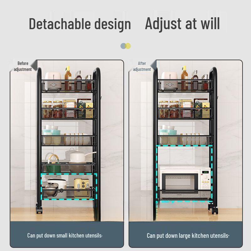 Multi-Layer Movable Kitchen Rack: Floor-Standing Storage Cart for Fruits & Vegetables