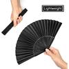 Bliingdom Black Folding Hand Classic Style Fan Fabric Bamboo Ribs Hand Held Chinese/Spanish Foldable Fan for Wedding, Party Favor, Performance,