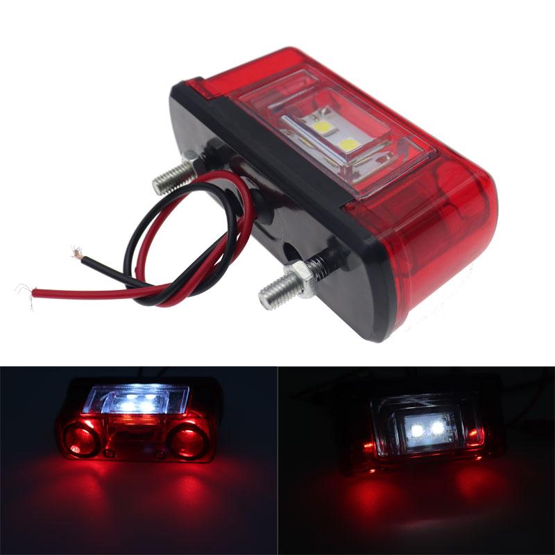 Nowy 12V 24V Led oświetlenie tablicy rejestracyjnej czerwony wodoodporny uniwersalny samochód ciężarówka przyczepa lampa tylna