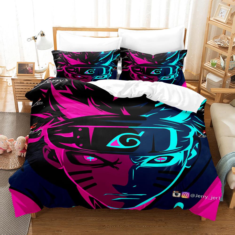 3D Printed Bedding Three-Piece Set, Anime, Naruto Sasuke