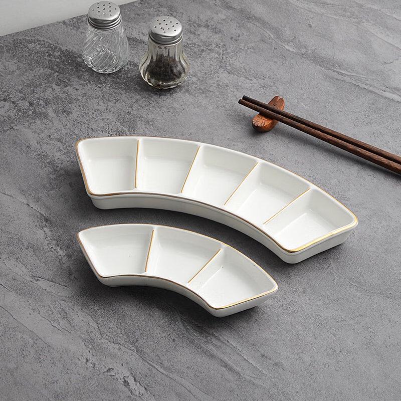 Three-Compartment Ceramic Condiment Dish