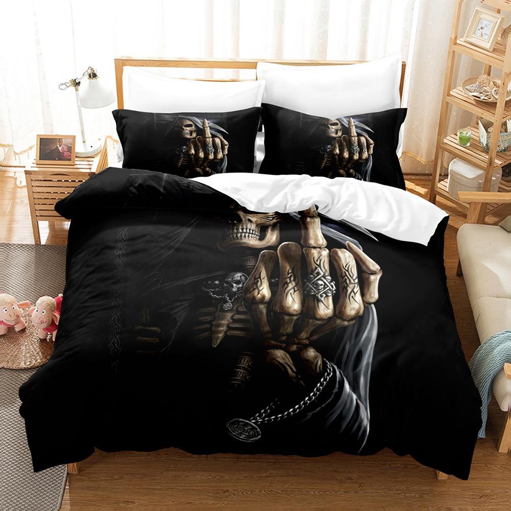 Halloween Bedding Comforter Set 3 Piece Skull 3D Digital Printed Comforter Set Ghost Bedding Set Kids Bedroom Decorations