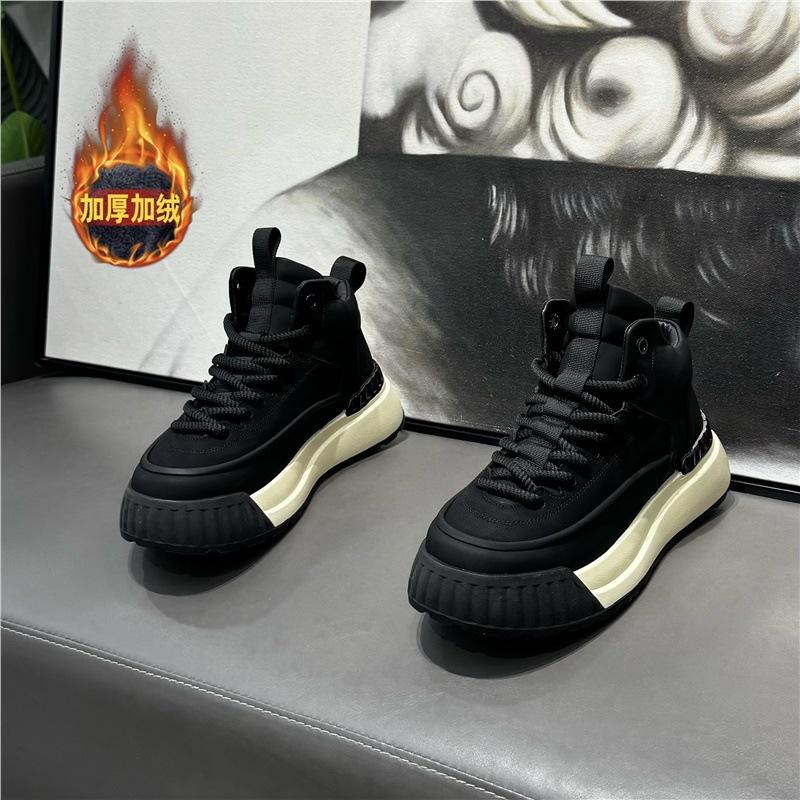 Shoes spring new mid-top shoes trendy lace-up platform shoes outdoor sports and leisure shoes qs