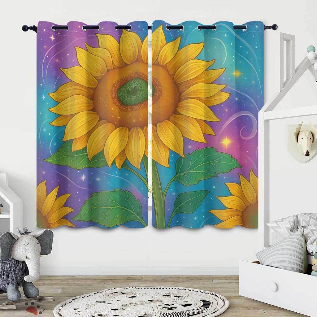Individuelle Sonnenblumen Verdunkelungsvorhänge - Hochpräziser Digitaldruck, Verdicktes Polyester, Sonnenschutz