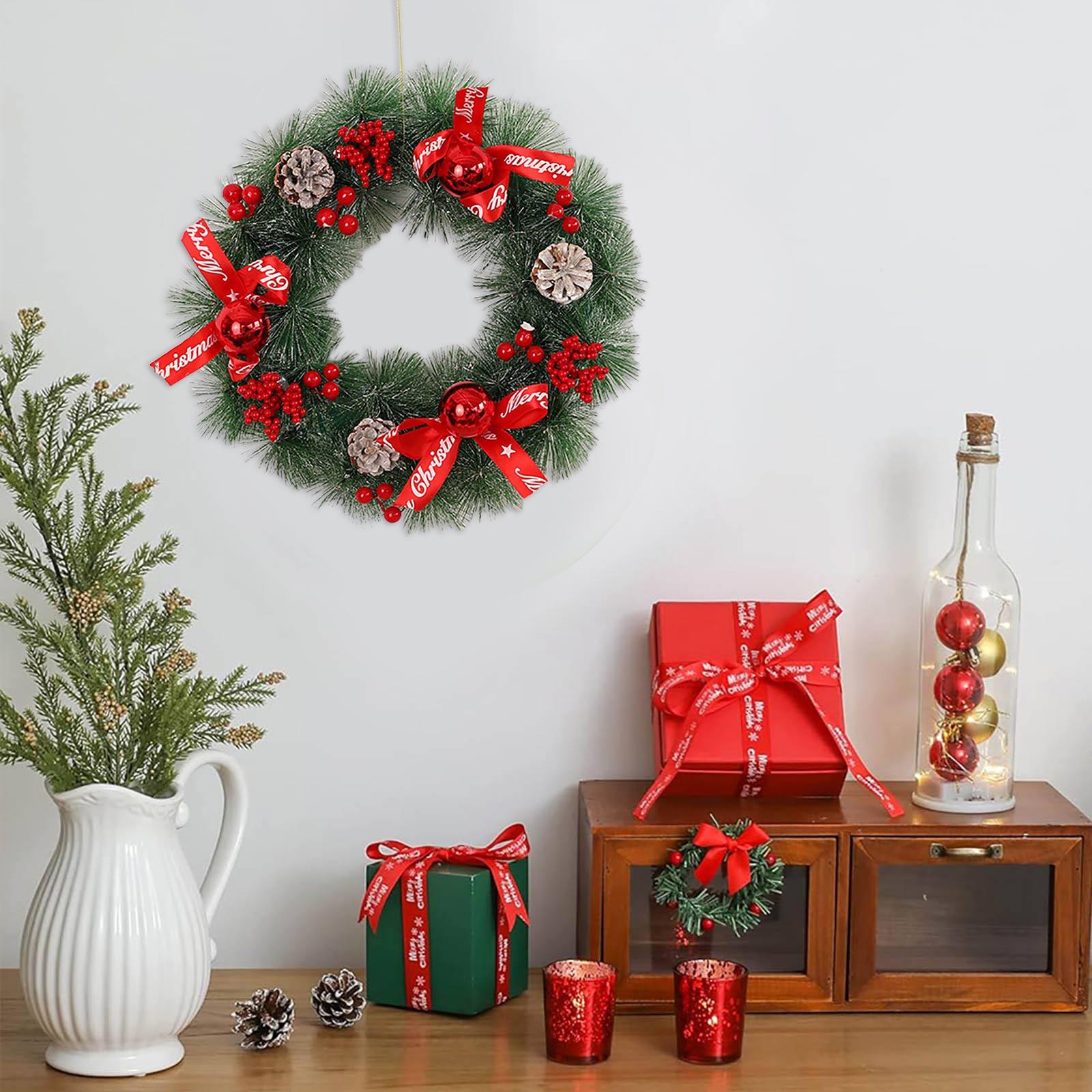 Christmas Wreaths For Front Door Christmas Wreath Bow Berries Needles Christmas Door Wreath For Home Door Advent And Wreath Set