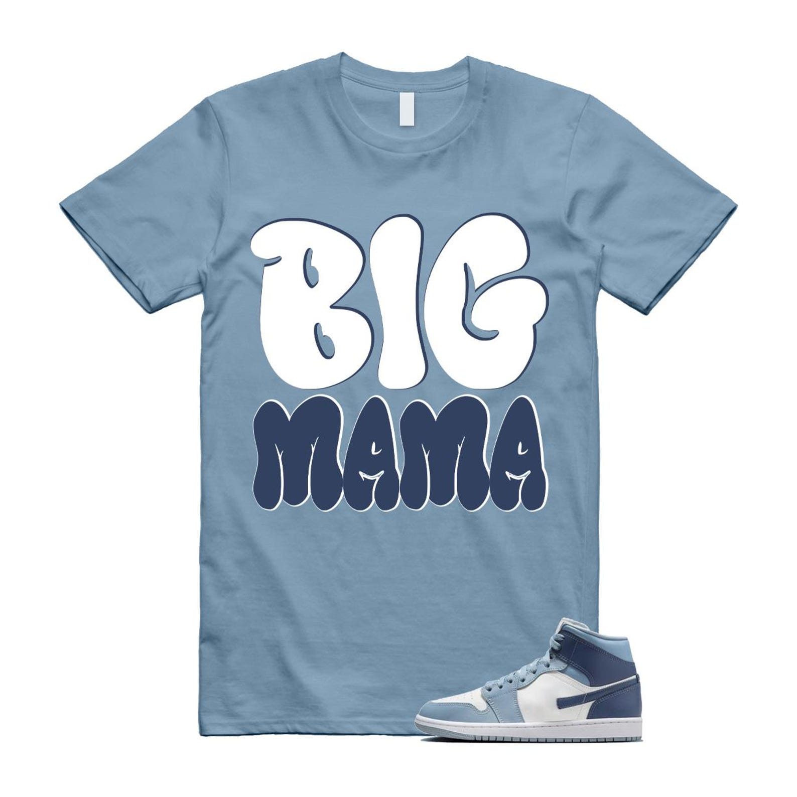 1 Diffused Blue Grey White Mid T Shirt Match MAMA S