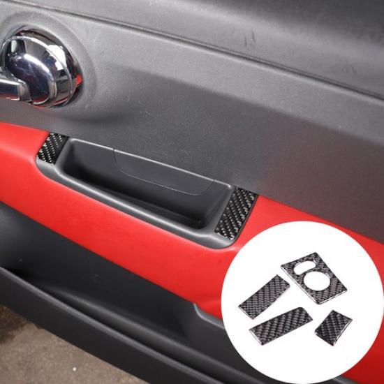 Carbon Fiber Review Mirror Adjustment Switch Frame Trim For Fiat 500 2011-22