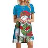 Women 3d Print Short Sleeve Midi Dress Plus Size Holiday Beach Dresses
