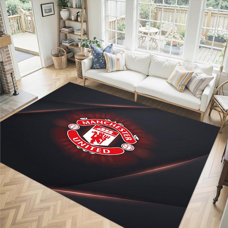 Manchester United FC Design Crystal Velvet Carpet Cozy Non?Slip Printed Rug For Bedroom Living Room Entrance