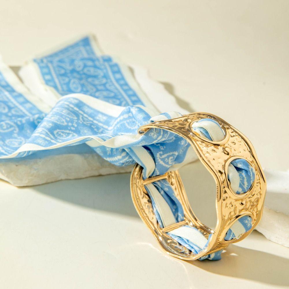 Polka Dot Silk Scarf Cuff Bangles Ribbon-Wrapped Ethnic Style Wristband Gifts