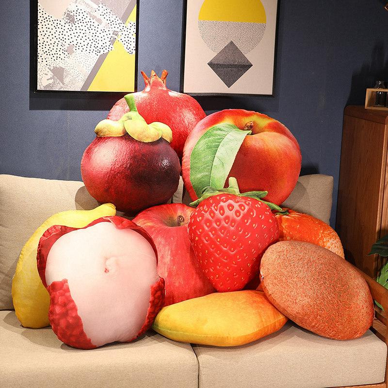 Realistic Fruit Plush Pillow With Soft Cotton Filling For Home Lounge And Bedside Use
