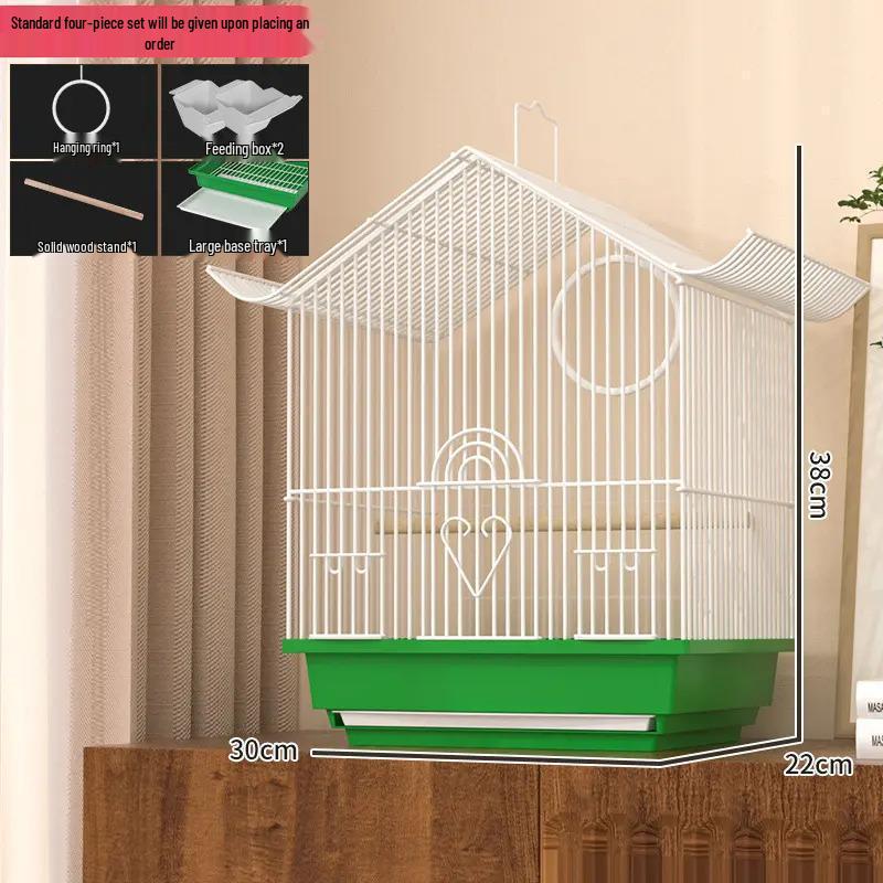 Kompakt díszfém madárkalitka bazsarózsa, gyöngyös pinty vagy hullámos papagáj számára