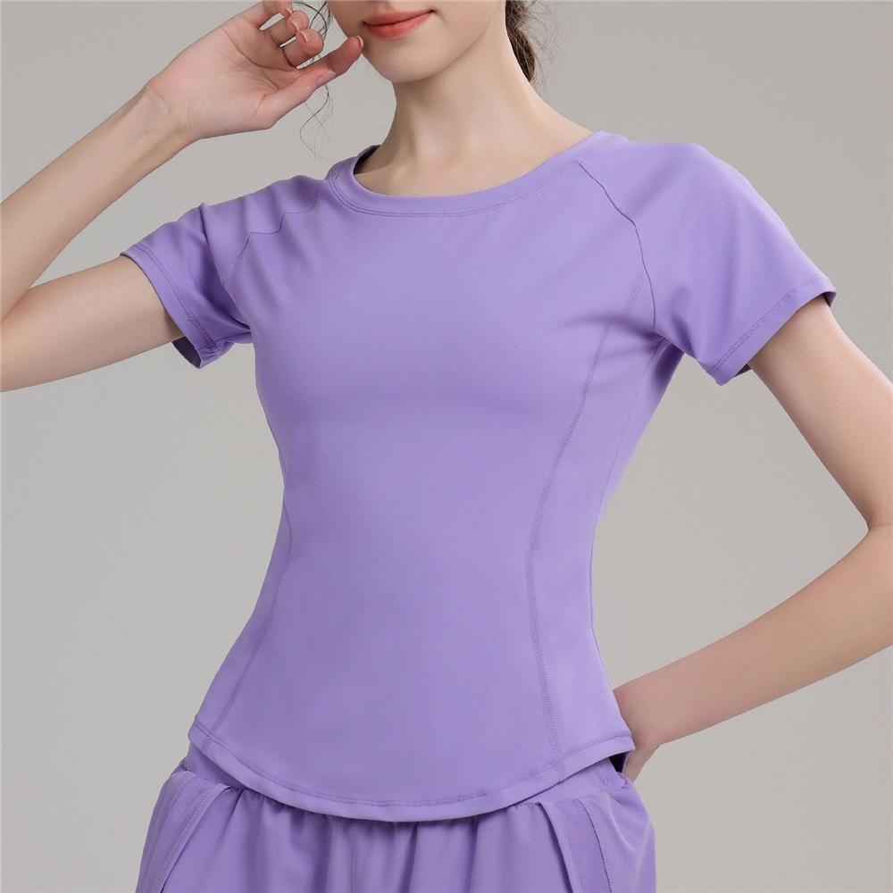 

Летняя сетчатая вставка, одежда для йоги, свободная, для бега, велоспорта, спортивная, женская, быстросохнущая, для тренировок по пилатесу, тонкая, с короткими рукавами XXL фиолетовый