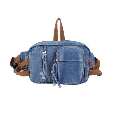 Vintage Denim Chest Bag Women's Sports Shoulder Crossbody Bag Waist Bag Mobile Phone Bag
