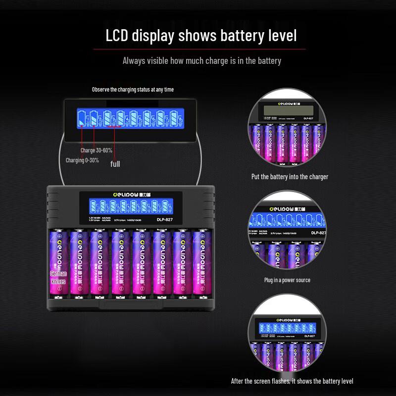 Delipow AA/AAA Lithium Rechargeable Batteries & Chargers CN Plug (adapter Included)