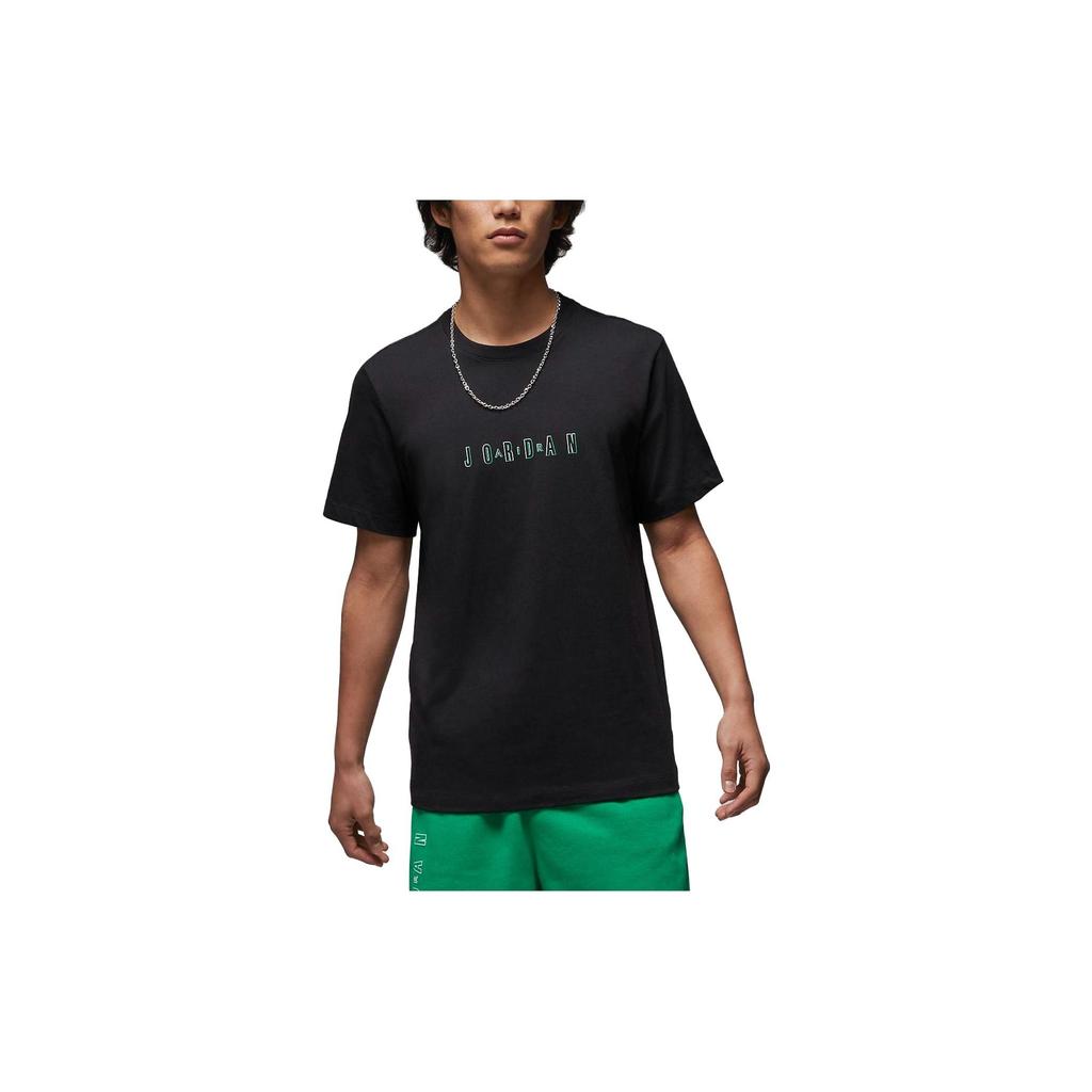 Jordan Logo Print Vintage Cool Letter Crew Neck Short Sleeve T-Shirt Men T-Shirts Black DX9580010