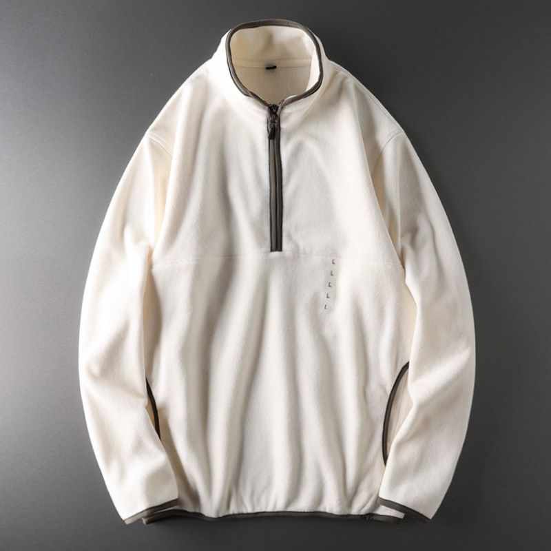 Half Zipper Sweatshirt Men's Turtleneck Spring and Autumn Export Export Tail Single Cut Label Original Single Men's Stand Collar Polar Fleece Jacket