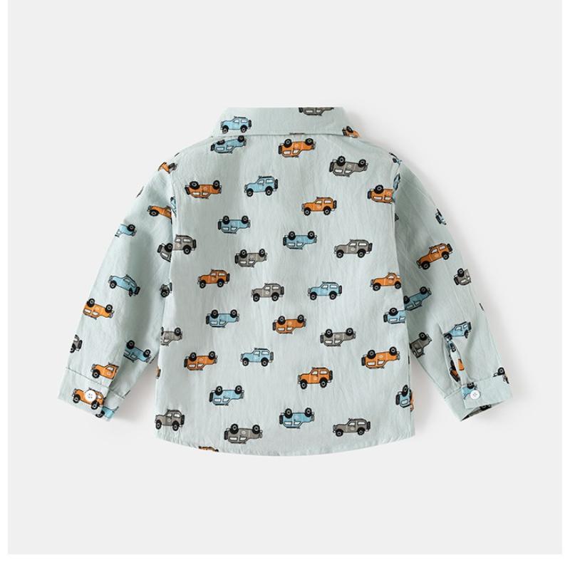 Boys Cotton Shirt 2025 Spring and Autumn New Children's Cute Printed Shirt Children's Long-sleeved Top Tide