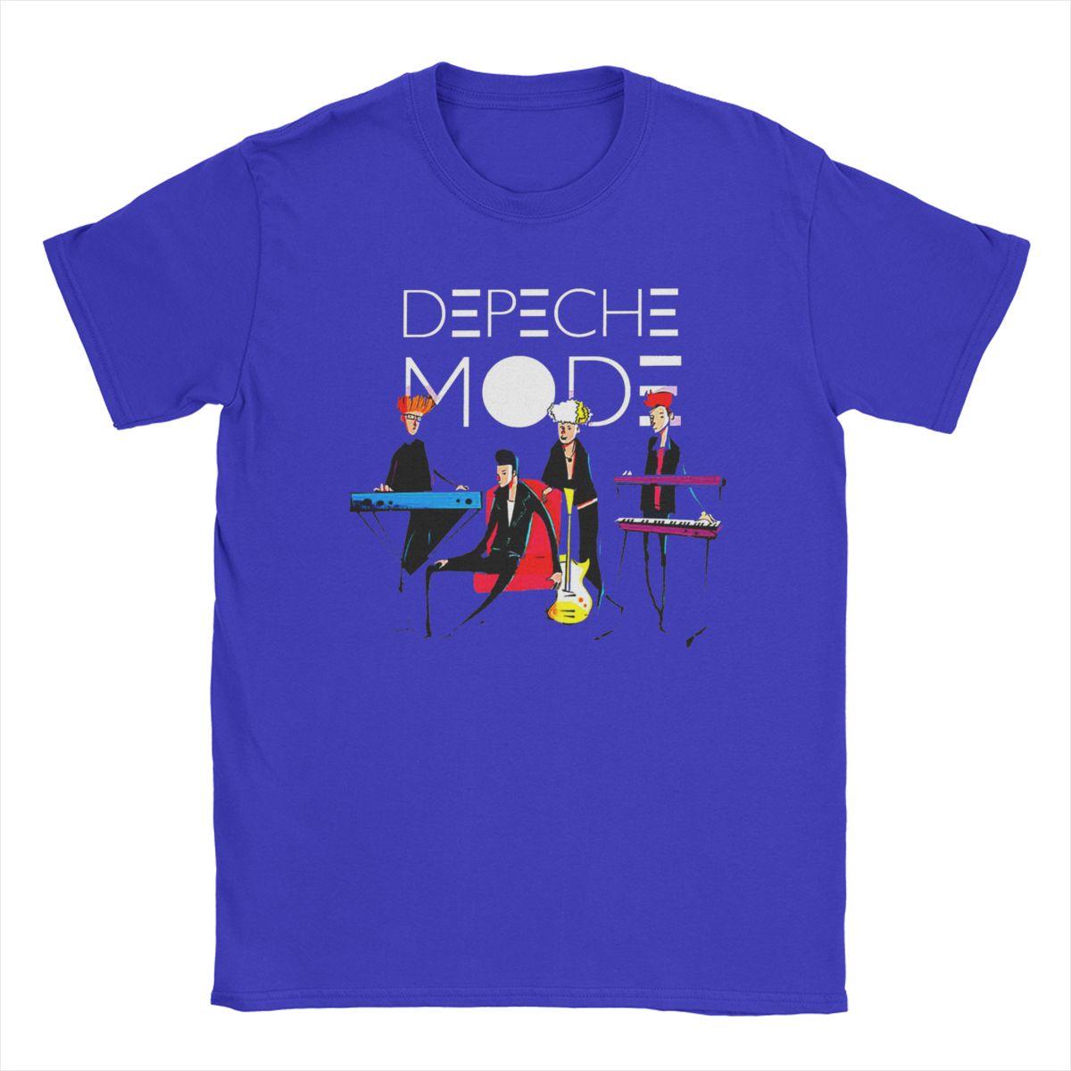 The best product for you Creative Depeches Cool Modieus T-shirt voor Heren Ronde Hals 100% Katoen T-shirt Korte Mouw T-shirt Verjaardagscadeau Tops L blauw