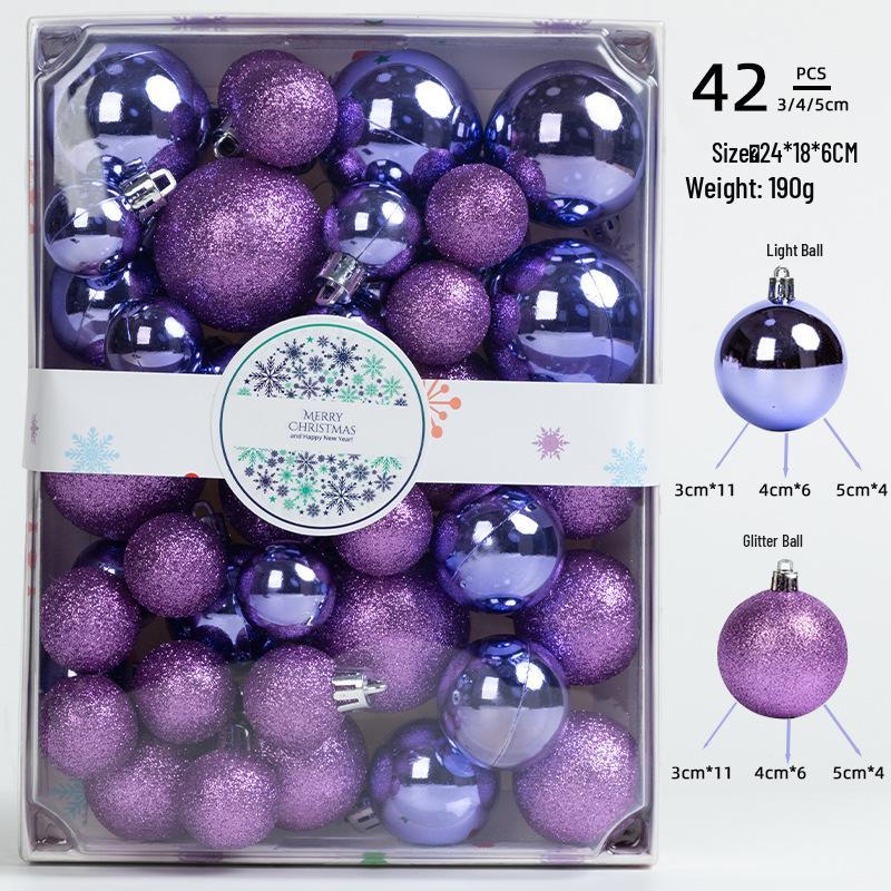 Cross-Border Christmas Ball Set: 42-Piece Glossy & Glitter Ornaments (3/4/5cm)