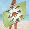 Cartoon Dinosaur Beach Towel for Bathroom Jurassic Print Travel for Kids Boys Microfiber Quick Dry Blanket Camp Swim Women Men