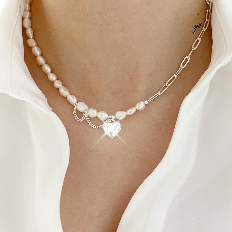 925 Sterling Silber Original Zertifiziert Luxus Frau Schmuck Barocke Perle Halskette Frauen Herz Ketten Anhänger Charme Weibliche Geschenk
