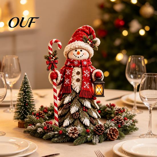 Christmas Witch Collectibles Santa Claus/Snowman/Witch Figurine with Tree Skirt Design, Table Centerpiece Indoor Party Ornaments for Christmas, Resin