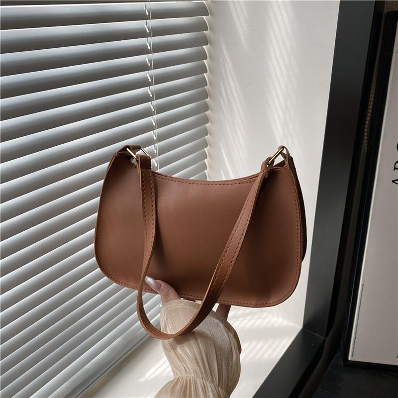 

Однотонная простая маленькая квадратная сумка женская новая высококачественная сумка через плечо подмышку сумка подмышку коричневый