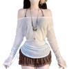 Women's Three-Piece Bikini Set with Long Sleeve Sun Protection and Cake Skirt