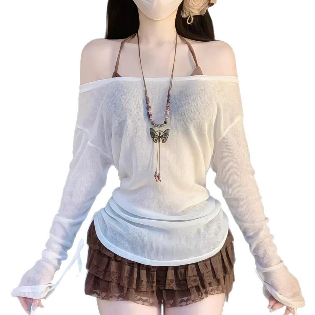 Women's Three-Piece Bikini Set with Long Sleeve Sun Protection and Cake Skirt