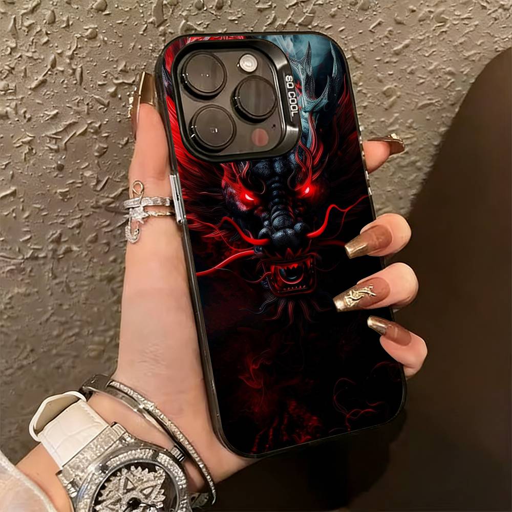 

PC-Dragon Phone Case For iPhone 17,16,15,14,13,12,11 Plus,Pro Max,XS,Colorful Silver Phone case Funda Cover iPhone14Plus