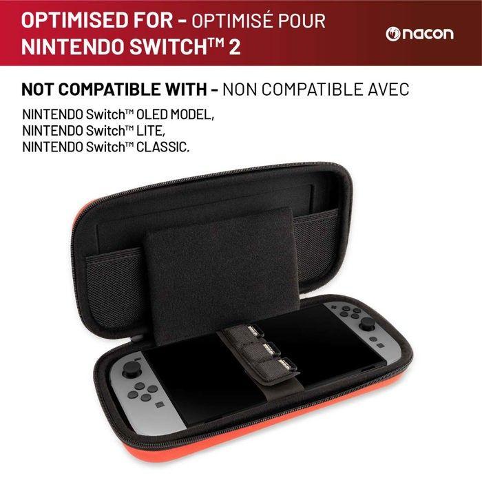 Nacon pakke med 3 elementer Rød for Switch 2 | 1 hard veske | 1 skjermbeskytter | Oppbevaringsboks for spill