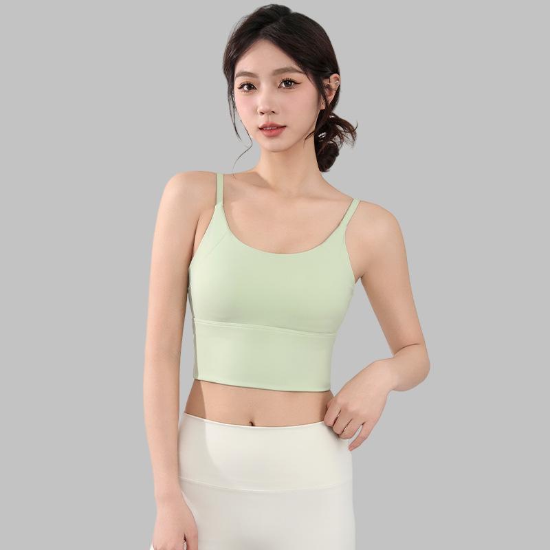 

Ударопрочный спортивный бюстгальтер с тонкими бретелями - Женский танк для йоги с фиксированной чашкой для фитнеса Small