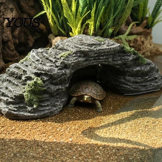 Non-toxic Turtle Dock Basking Platform, Rock Look Resin Baby Tortoise Climbing Ramp, Terrarium Accessory Arched Reptiles Resting Terrace for