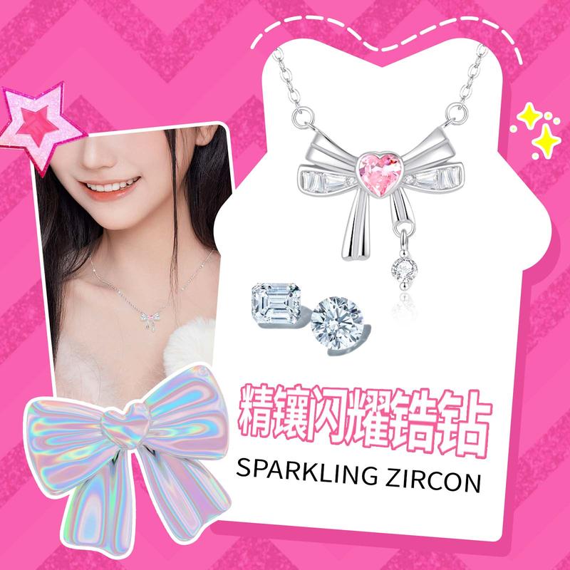 Barbie necklace Love bow, sparkling butterflies, flower fairy, sweet, fashionable and versatile, forest style, exquisite and cool, niche Ba2506076